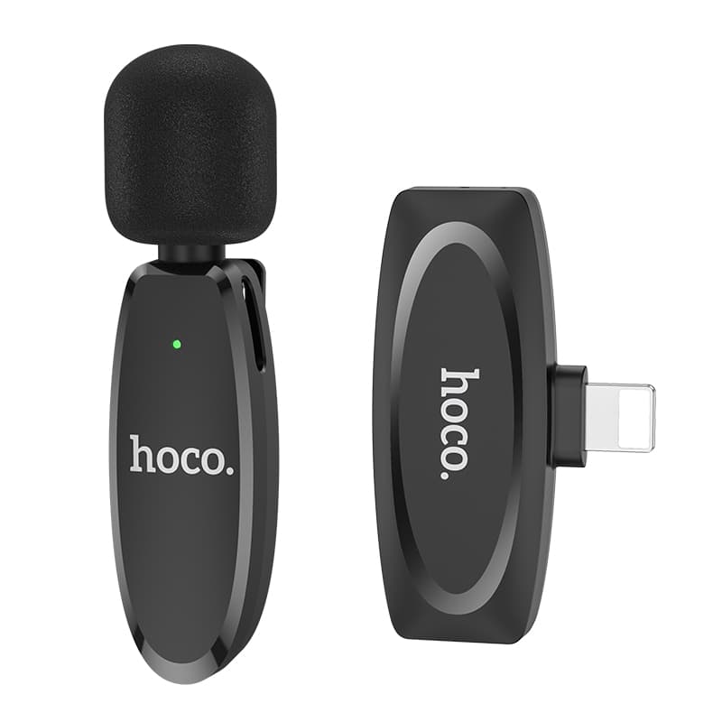 Беспроводной петличный микрофон HOCO L15 iP Crystal микрофон + приемник для Lightning черный