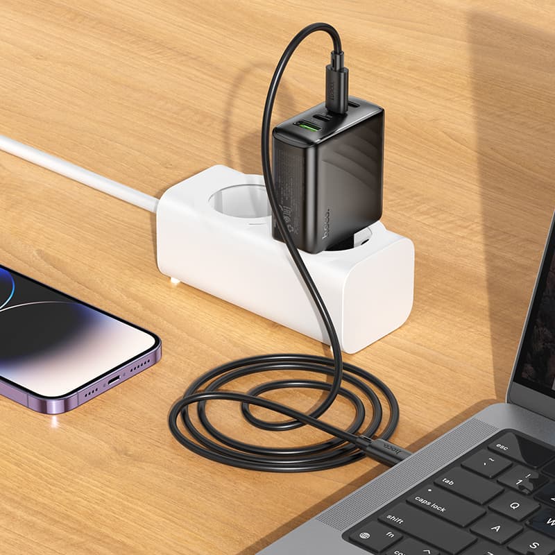 фото Сетевое зарядное устройство Адаптер Блок питания HOCO CS27A 3PD 67W + QC3.0 / Type-C USB-C+USB черны