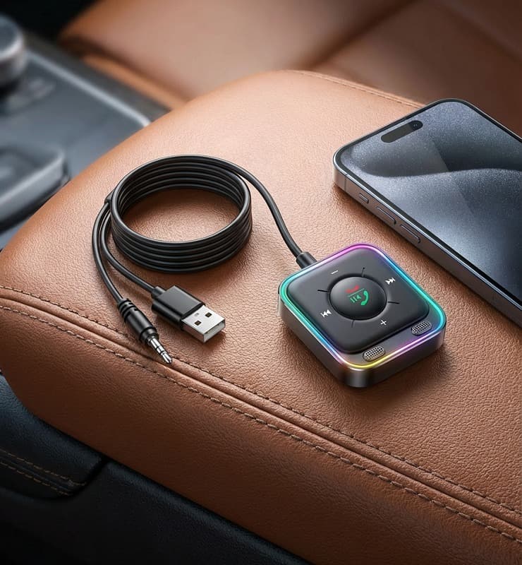 фото Блютуз aux FM трансмиттер bluetooth адаптер ресивер Joyroom JR-CB3 черный