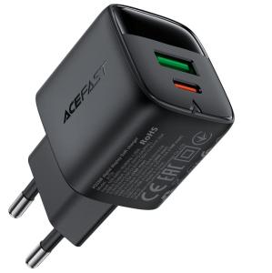 Сетевое Зарядное устройство Адаптер Блок питания Acefast A116 PD 35W GaN USB-C+USB-A с дисплеем черное