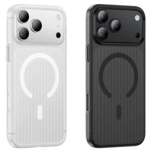 Чехол накладка для iphone 17 Pro/18 Pro 6.3 HOCO Fog рифленый пластик с магнитом матовая прозрачно-белая