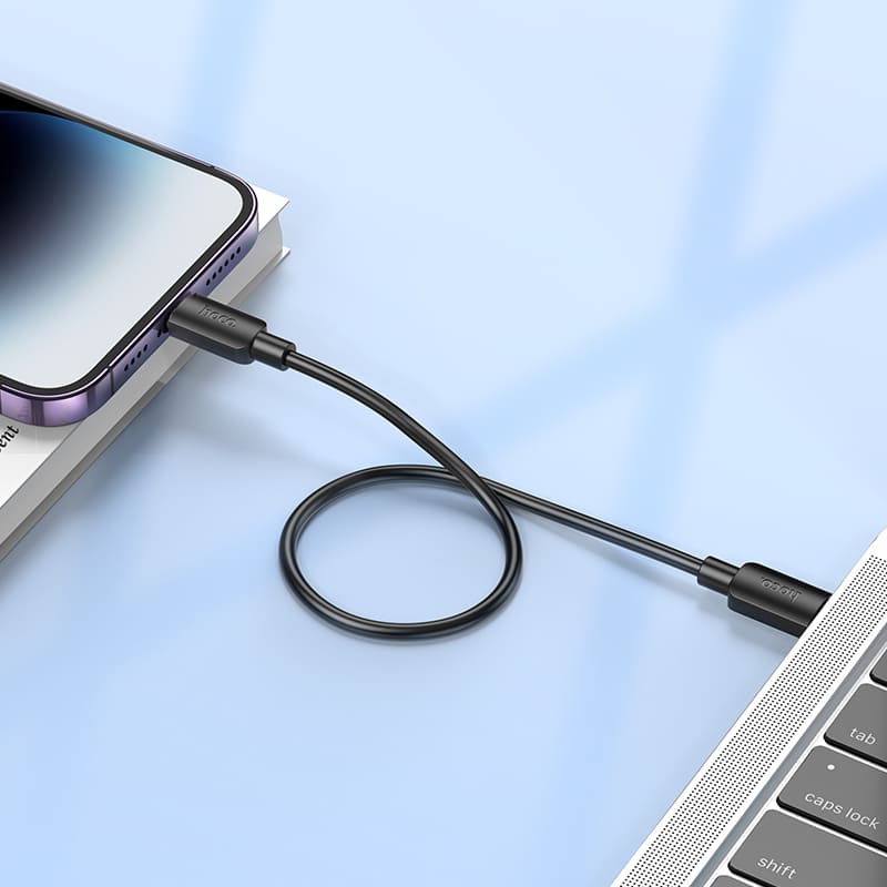 Кабель для зарядки iP Lightning to Type-C HOCO X96 PD 27W 25см силиконовый черный