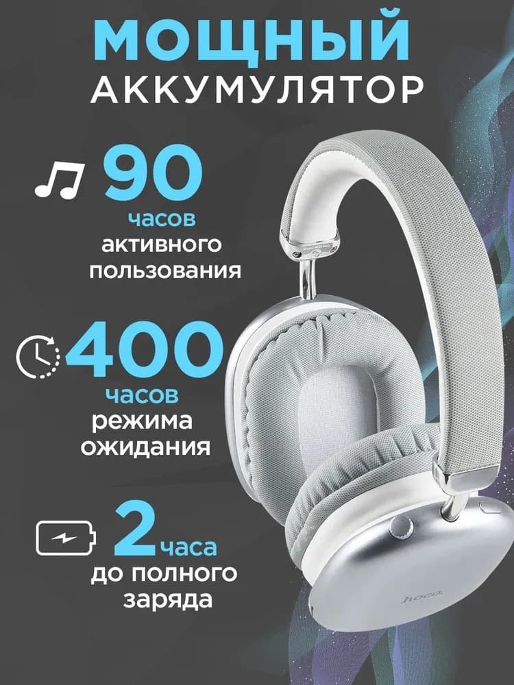 фото Наушники беспроводные накладные HOCO W35 Max Joy серебро