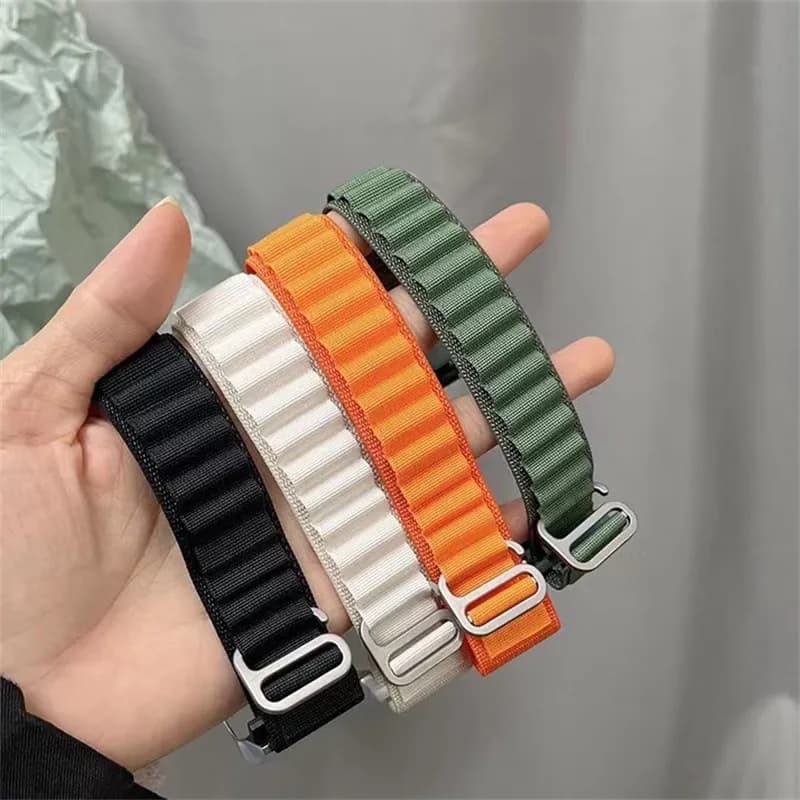 Ремешок для Mi Band 8 нейлоновый застежка крючок оранжевый