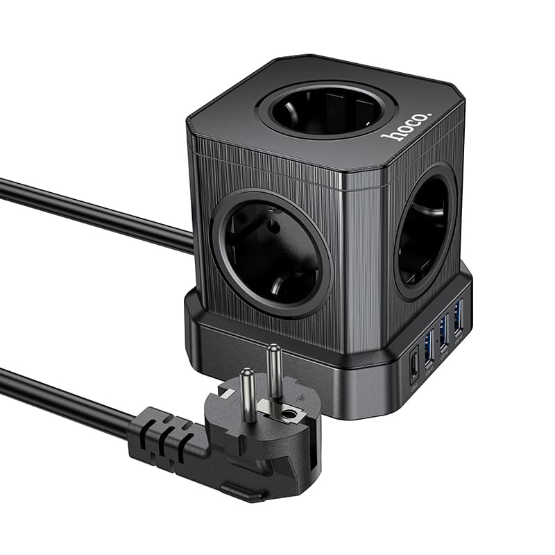 Сетевой фильтр HOCO NS8 5 гнезд + Type-C USB-C + 3USB 2м 4000W PD20W черный Сетевой фильтр HOCO NS8 5 гнезд + Type-C USB-C + 3USB 2м 4000W PD20W черный