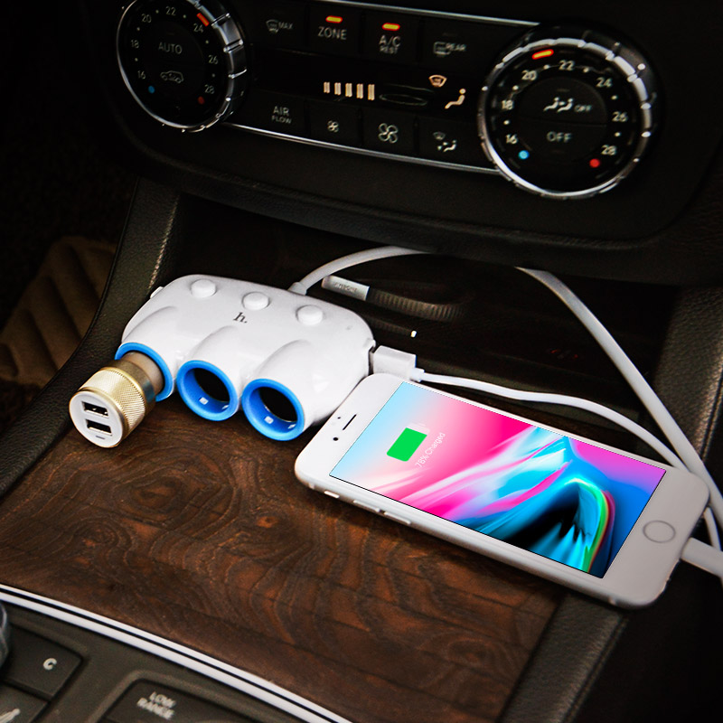 Изображение Разветвитель HOCO C1 3 прикуривателя + 2USB 3,1A сайта akstel.ru фото Разветвитель HOCO C1 3 прикуривателя + 2USB 3,1A