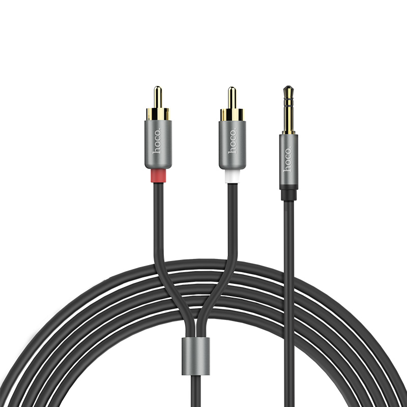 Аудио-кабель HOCO UPA10 AUX Jack 3.5 - 2RCA тюльпаны 1.5м серый металик Аудио-кабель HOCO UPA10 AUX Jack 3.5 - 2RCA тюльпаны 1.5м серый металик
