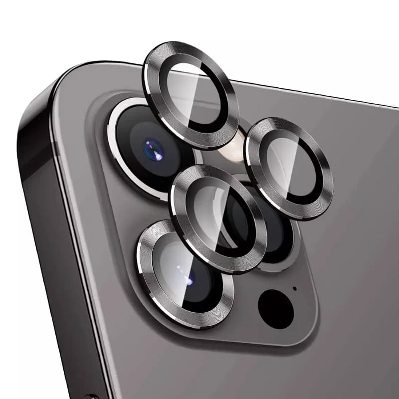 фото Защитные стекла на линзы для камеры iphone 14 6.1/14 Plus 6.7 Lanxiu с черной металлической окантовкой