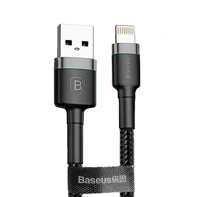 Кабель для зарядки iphone Lightning Baseus Cafule CALKLF-RG1 2A 3м черно-серый