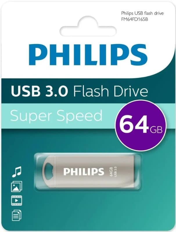 Изображение Флеш-накопитель Philips IRON USB 3.0 металл серый 64Gb