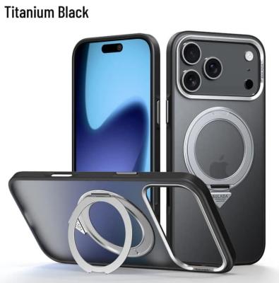 Чехол накладка для iphone 17 Pro Max (6.9) SULADA Cool Shield силикон+пластик притемненный матовый черный бампер с магнитом для magsafe и кольцом-держателем