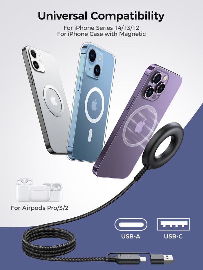 фото Беспроводное зарядное устройство магнитное Joyroom JR-WQM03 15W в USB-A/USB-C Type-C черное