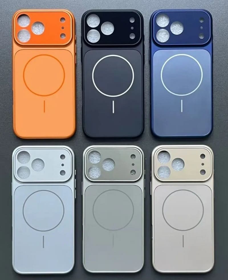 фото Чехол накладка для iphone 16 Pro Max (6.9) пластик с магнитом и защитой линз имитация iphone 17 серии серебро