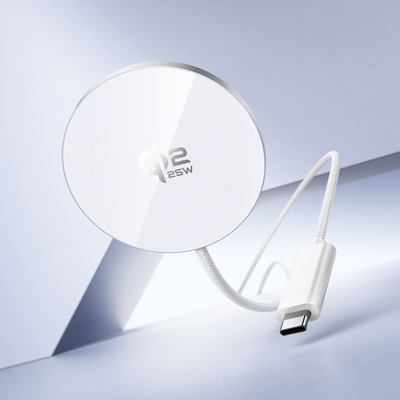 фото Беспроводное зарядное устройство магнитное HOCO CW63 Pro Qi2.2 25W USB-C Type-C 1.2м ультратонкий белое