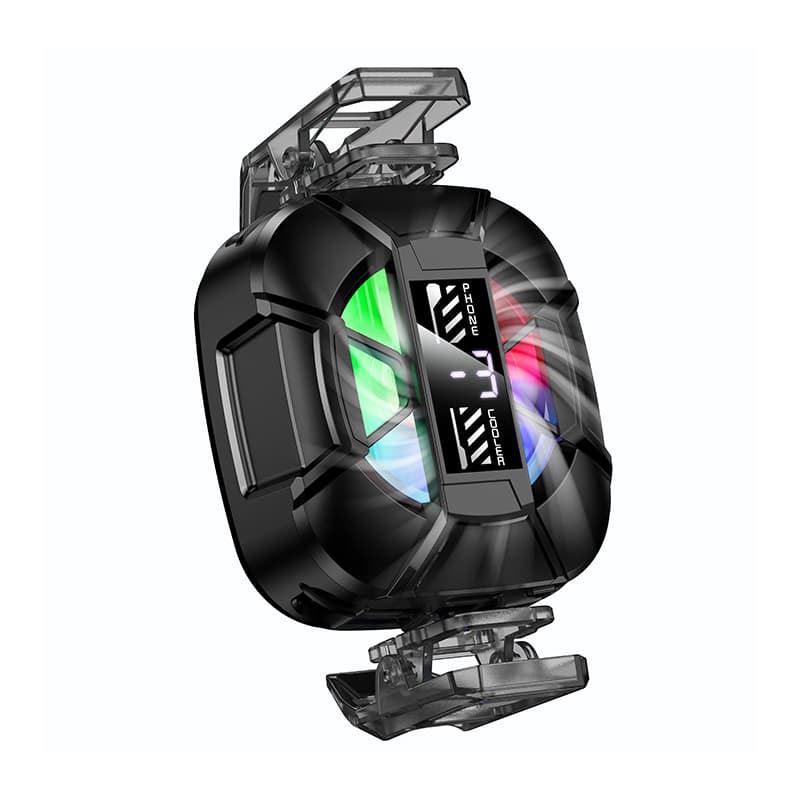 фото Охлаждающий кулер вентилятор магнитный для смартфона HOCO GA5 с подсветкой и дисплеем черный