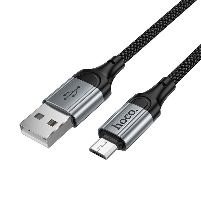 Кабель для зарядки Micro USB HOCO X121 1.5м 2.4A пружина в оплетке черный