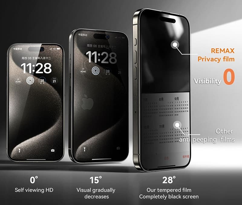 фото Защитное стекло для iphone 16 Pro/17 6.3 Remax WL-03 Future 3D антишпион черное