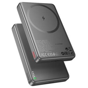 Внешний аккумулятор повербанк Power bank HOCO Q26A 10000mAh PD 20W QC3.0 с беспроводной зарядкой и магнитом серый металл