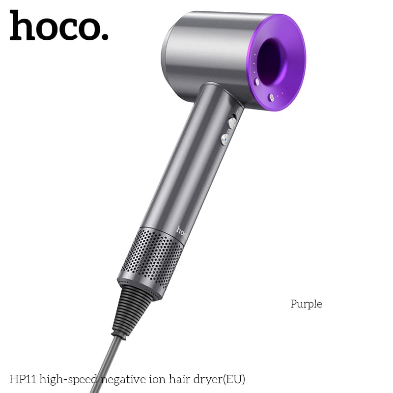 Фен для волос Hoco HP11 с отрицательными ионами фиолетовый