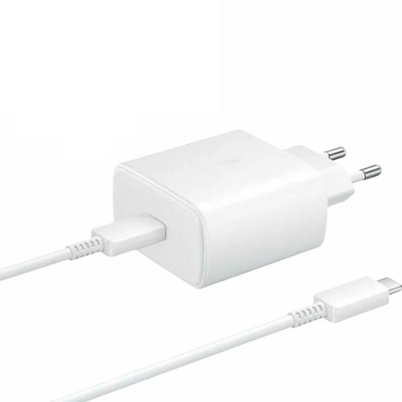 фото Сетевое зарядное устройство + кабель Type-C to Type-C Sams original PD 45W Type-C USB-C 5A 1.8м белое EP-T4510