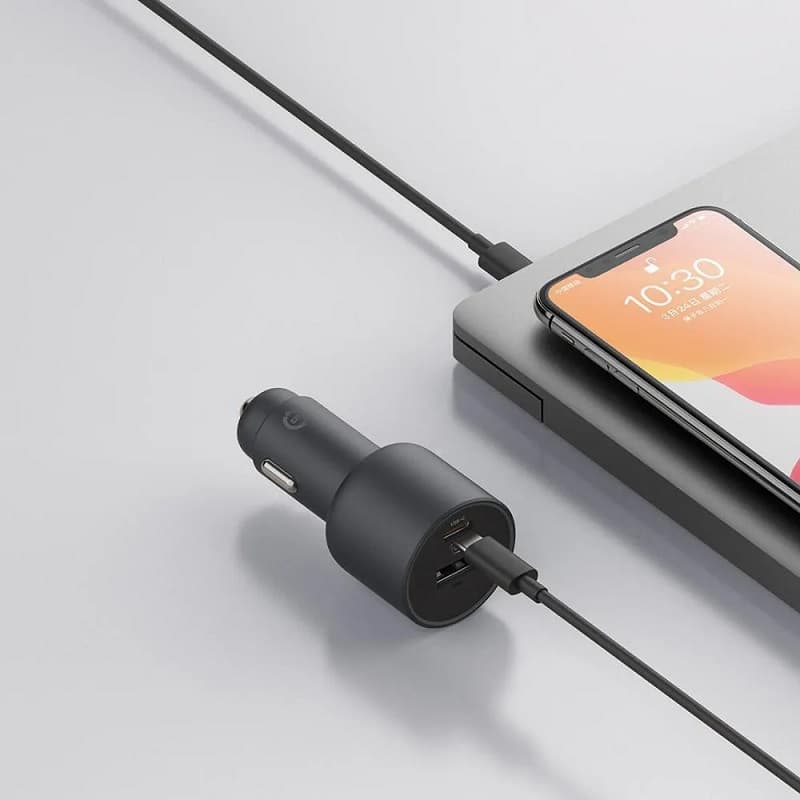 фото Автомобильное зарядное устройство + кабель Type-C to Type-C Xiaomi MI Car charger 1A1C USB 2A + Type-C 100W черная CC07ZM