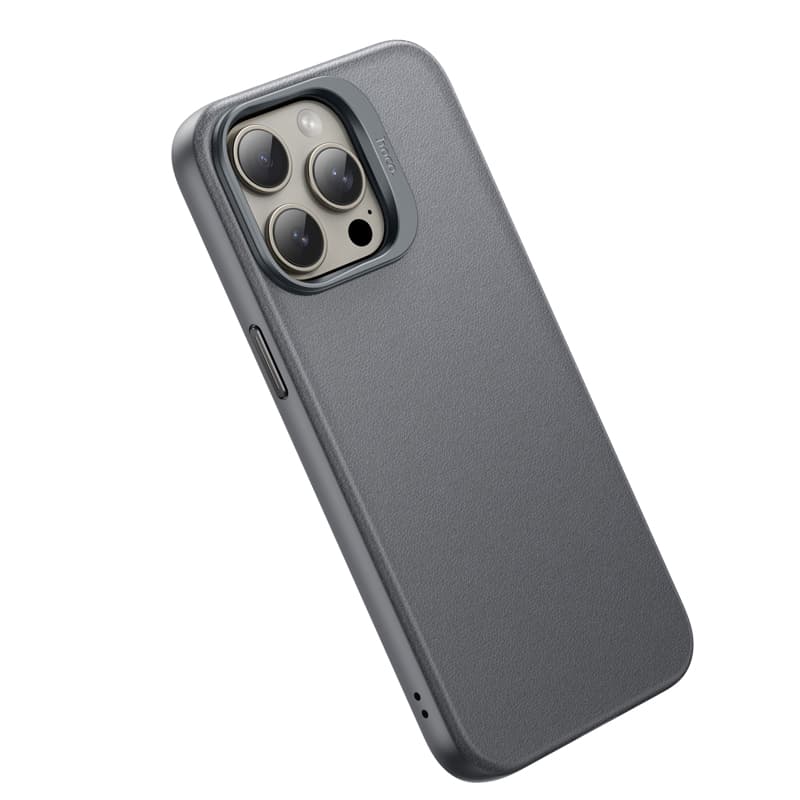 фото Чехол накладка для iphone 15 Pro Max (6.7) HOCO AS8 силикон+пластик под кожу с магнитом черная
