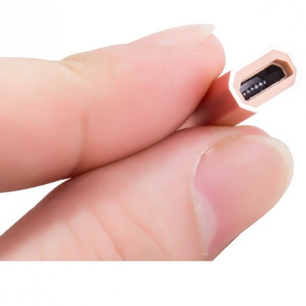 Адаптер переходник с Micro USB на Lightning HOCO розовое золото