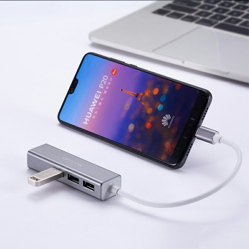 Разветвитель адаптер переходник USB HUB Хаб Onten OTN-5226 4в1 3 порта USB+RJ45 Ethernet 0.2м