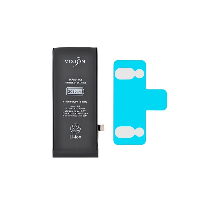 фото Аккумулятор для iphone 8 усиленная 2030mAh Vixion с монтажным скотчем