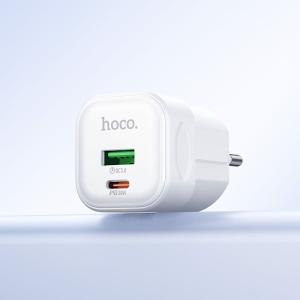 Сетевое зарядное устройство Адаптер Блок питания HOCO C167A PD 30W+QC3.0 18W GaN/ Type-C USB-C+USB белое
