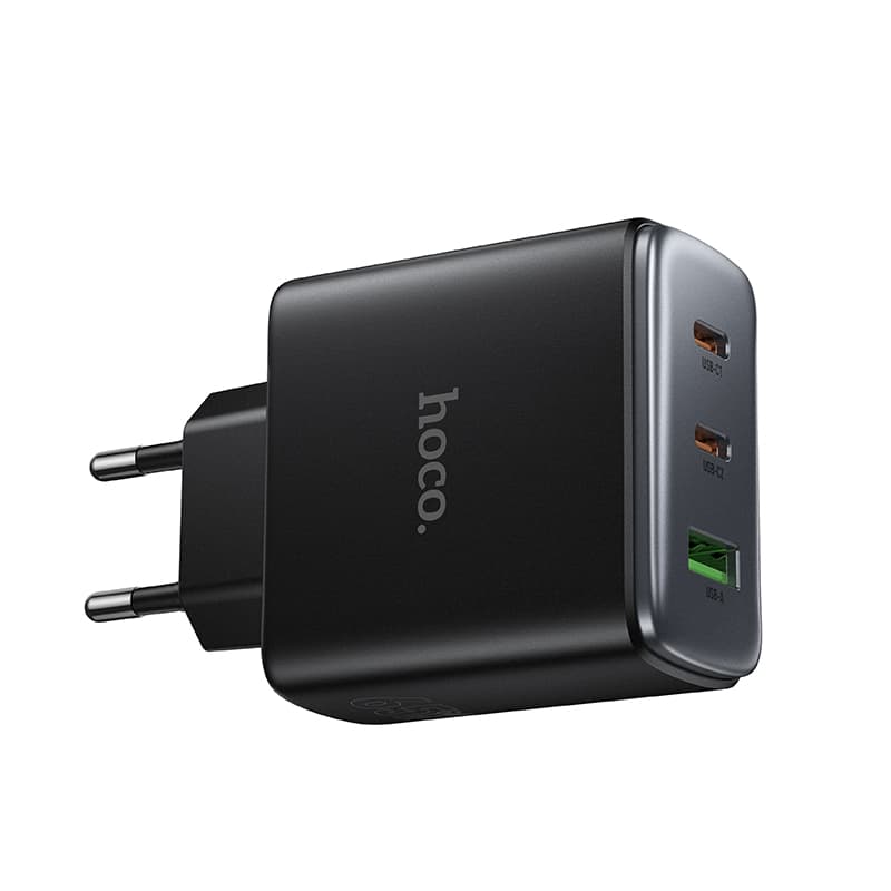 фото Сетевое зарядное устройство Адаптер Блок питания HOCO C160A PD 65W+QC3.0 / 2 Type-C USB-C+USB черное