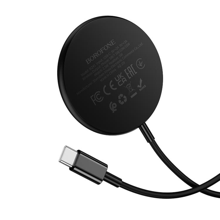 фото Беспроводное зарядное устройство 3 в 1 Borofone BQ41 15W магнитное Type-C USB-C 1.2м черное