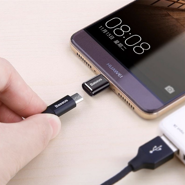 Адаптер переходник с Micro USB на Type-C USB Baseus CAMOTG-01 черный