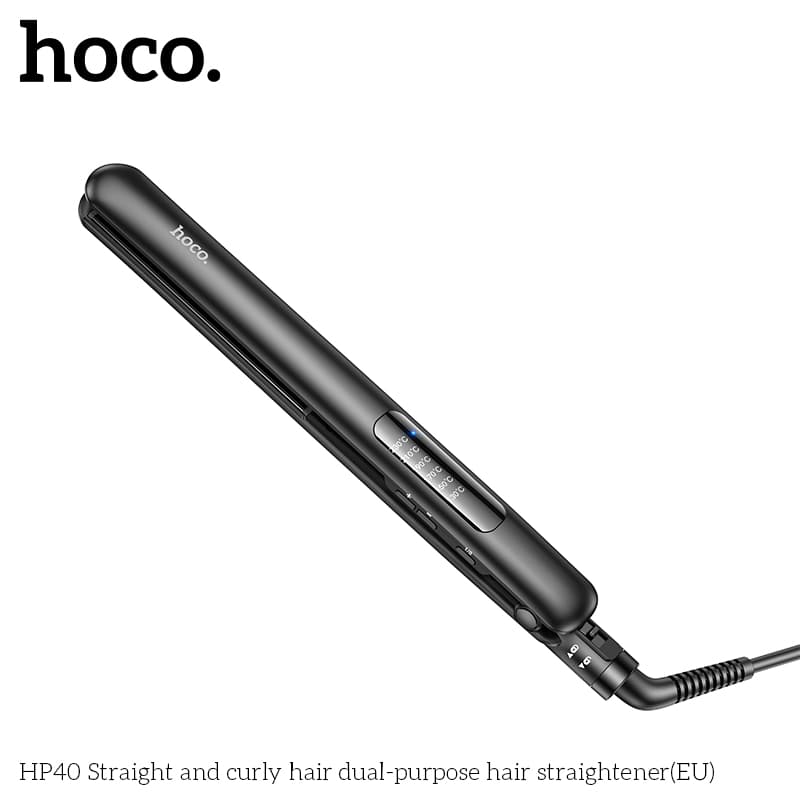 Выпрямитель для волос Hoco HP40 2в1 выпрямление и завивка черный