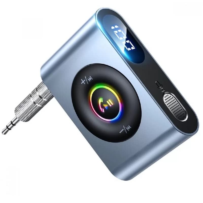 фото Блютуз aux FM трансмиттер bluetooth адаптер ресивер Joyroom JR-CB1/JR-CB2 Pro темно-серый