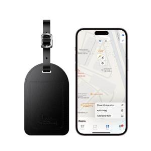Багажная бирка с защитой от потери багажа GPS трекер маячок HOCO E91H Tiger для iphone экокожа черный