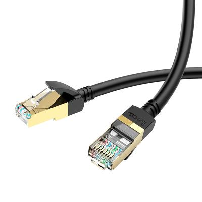 Кабель для интернета Патч-корд UTP Hoco US02 Gigabit RJ45 CAT.6 1м сетевой провод патчкорд черный