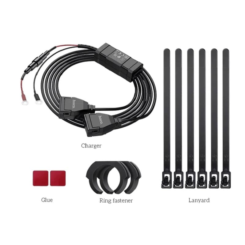 фото Зарядное устройство для телефона с креплением на руль мотоцикла HOCO Z45A Dual Port 2USB 2.4A