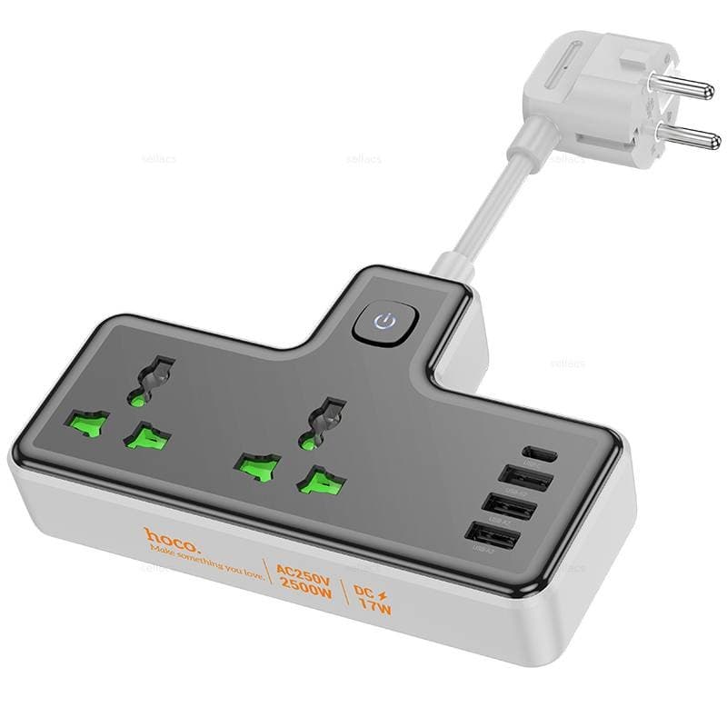 Сетевой фильтр HOCO AC11A 2 гнезда + Type-C USB-C + 3USB 2500W DC17W белый