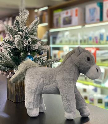 Мягкая игрушка лошадь серая