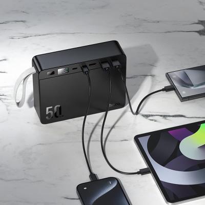 Внешний аккумулятор повербанк Power bank HOCO J166 50000mAh 22.5W + PD 20W с фонариком подсветкой черный