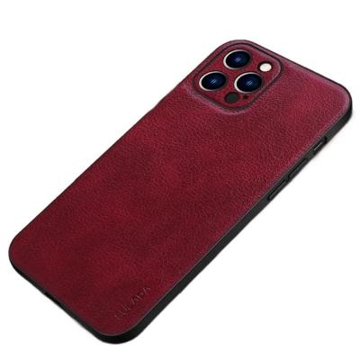 Чехол накладка для iphone 14 Pro Max (6.7) SULADA Artisan силикон+пластик под кожу бордовая