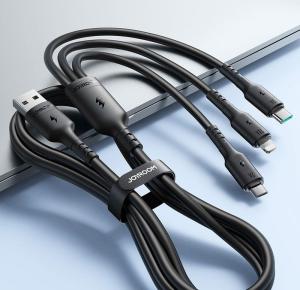 Кабель для зарядки 3 в 1 USB-A to Lightning/Micro/Type-C Joyroom S-A61 3.5A 1.2м черный