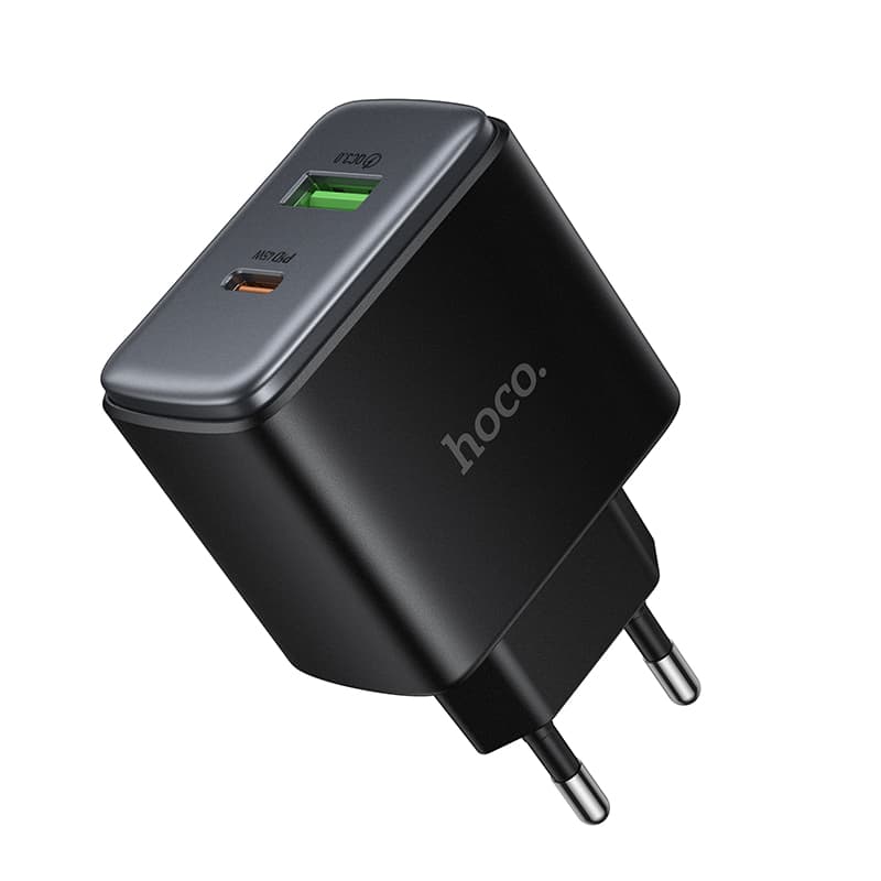 фото Сетевое зарядное устройство Адаптер Блок питания HOCO C158A PD 45W+QC3.0 / Type-C USB-C+USB черное