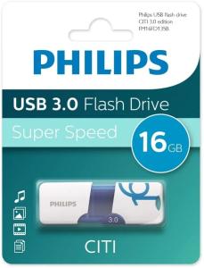 Флеш-накопитель Philips CITI USB 3.0 пластик белый синяя вставка 16Gb