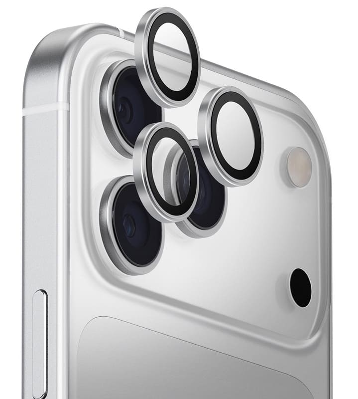 фото Защитное стекло на камеру для iphone 17 Pro 6.3/17 Pro Max 6.9 с металлической рамкой серебро