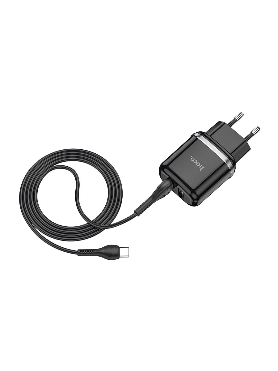 фото Сетевое зарядное устройство + кабель Type-C HOCO N4 2USB 2.4A 1м черный