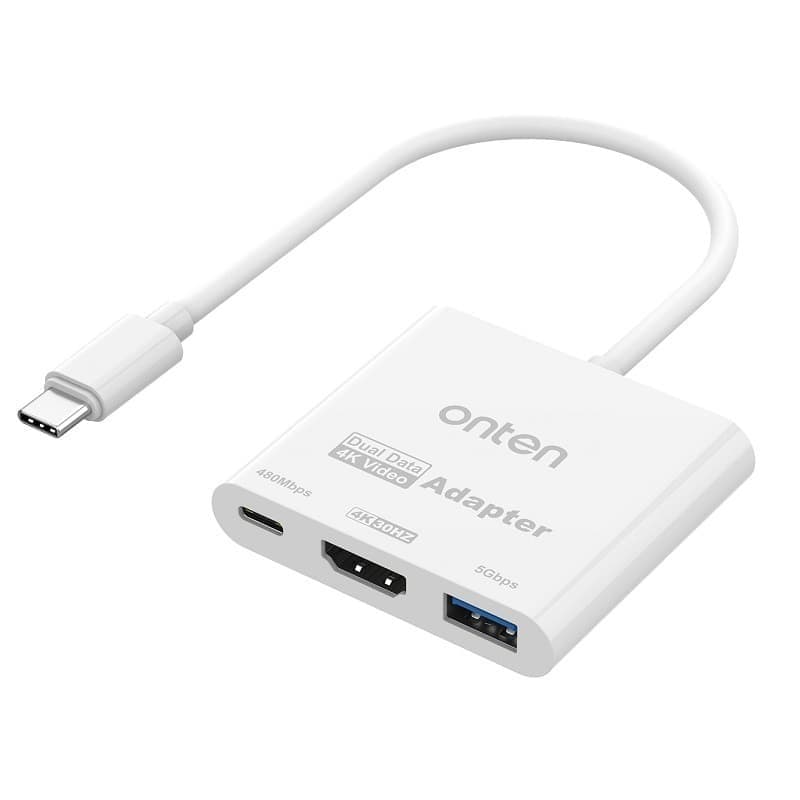 Разветвитель адаптер переходник концентратор Type-C HUB Хаб Onten OTN-UC302 3в1 белый