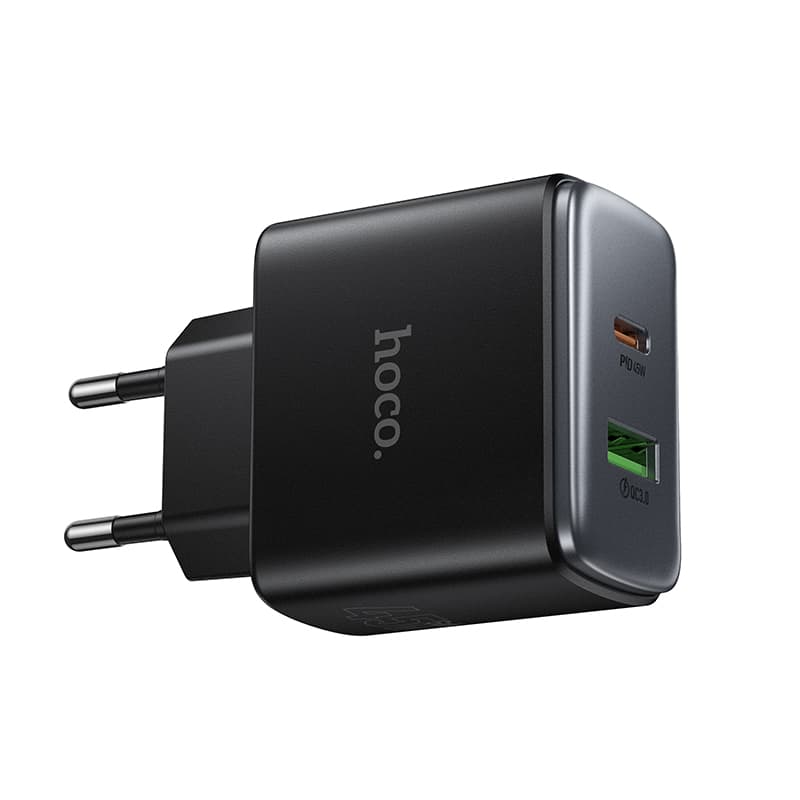 фото Сетевое зарядное устройство Адаптер Блок питания HOCO C158A PD 45W+QC3.0 / Type-C USB-C+USB черное