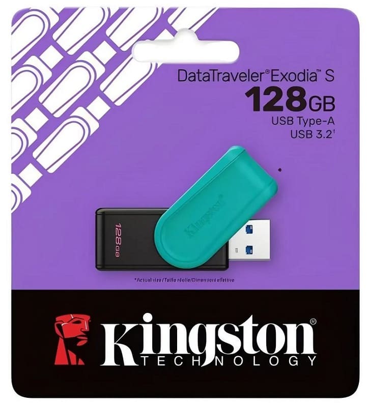 Изображение Флеш-накопитель Kingston DT Exodia S USB 3.2 черный/бирюзовый 128Gb